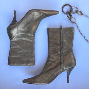 Steve Madden Leather Golden Zip Heeled Boots